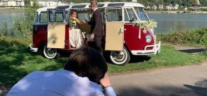 Main image for gallery Beautiful bride, beautiful bus, beautiful setting