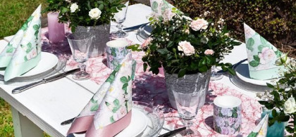 Main image for gallery La Rosa mint / La Rosa rose Servietten und Kerze