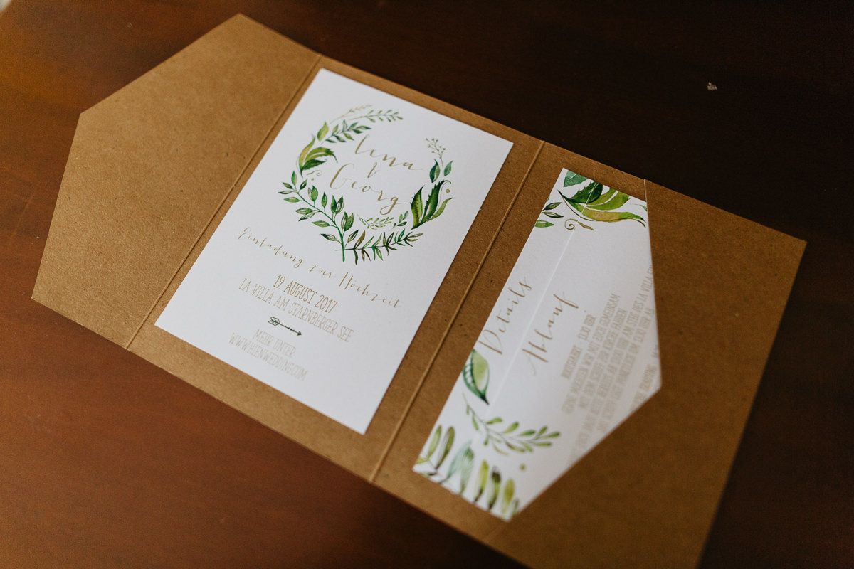Hochzeitsplanung: Pocketfold-Karte im Boho-Look