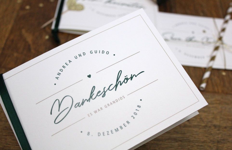 Dankeskarte in weiß grün
