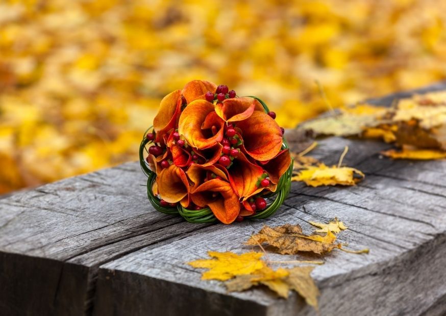 Brautstrauß in ganz Orange: Herbst