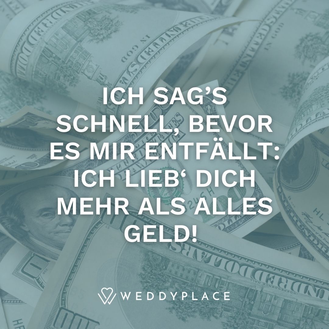 Ich liebe Dich Sprüche verschlüsselt: Ich sag’s schnell, bevor es mir entfällt: Ich lieb‘ Dich mehr als alles Geld!