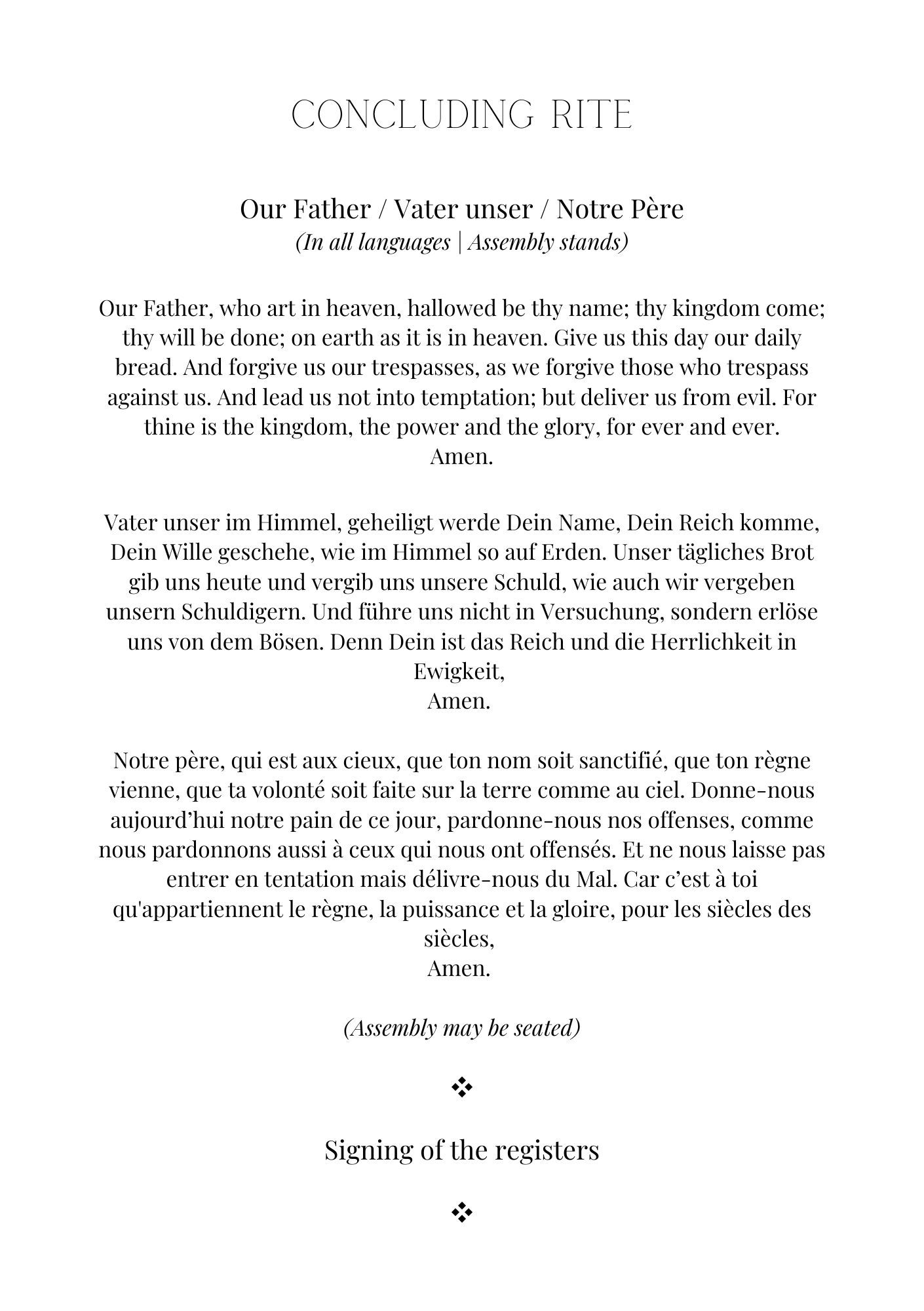 Vater Unser Gebet in 3 Sprachen