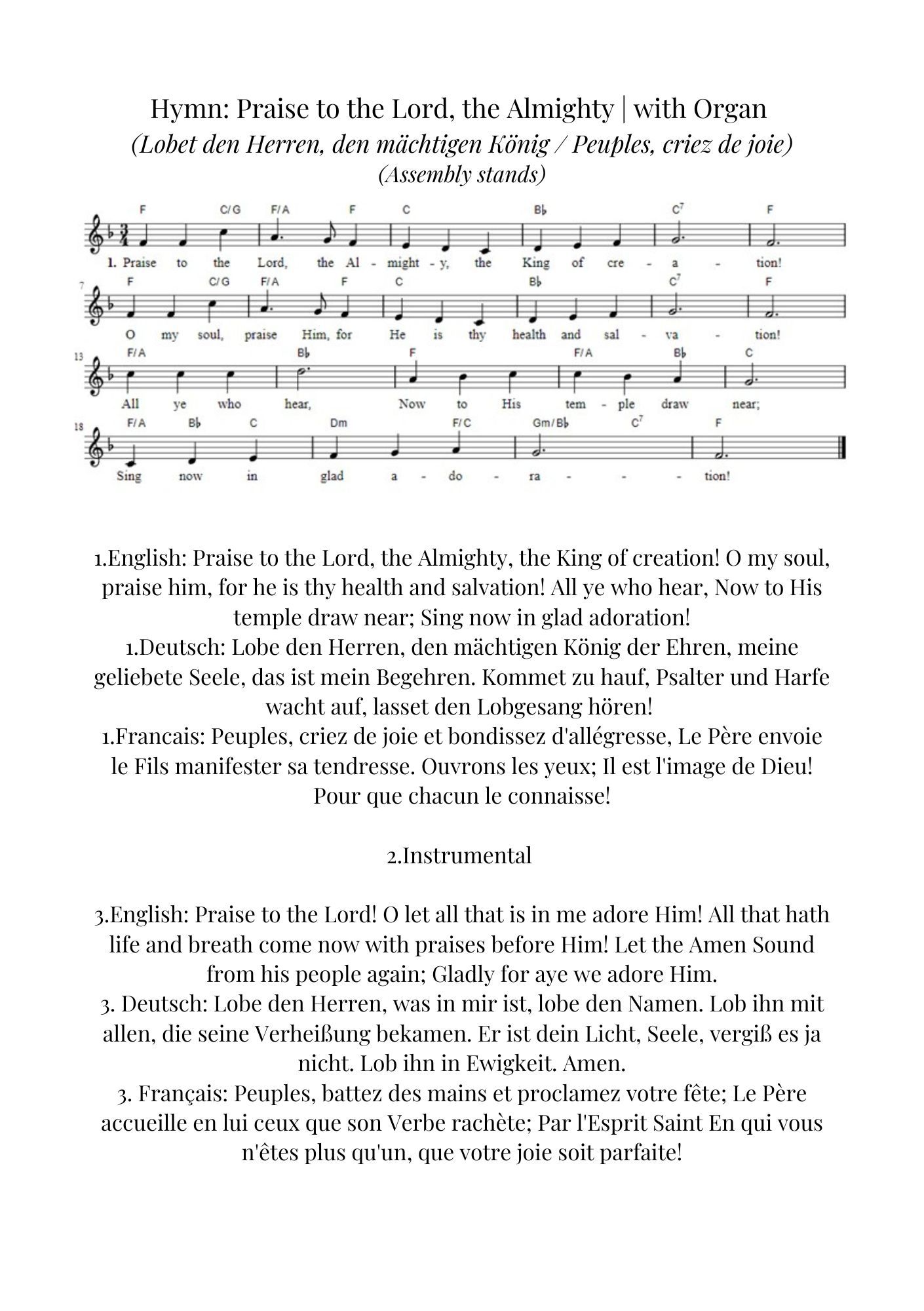 Kirchenheft inklusive Lied