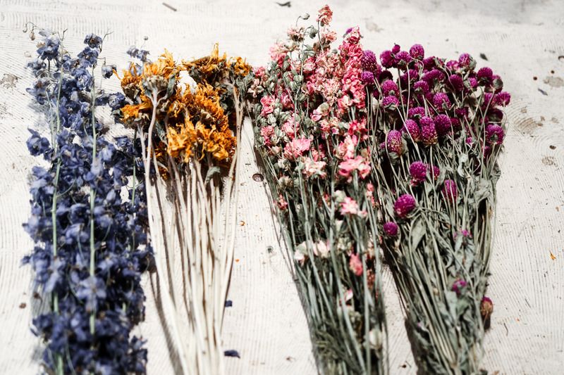 Die schönsten Blüten allein schön getrocknet und in Szene gesetzt