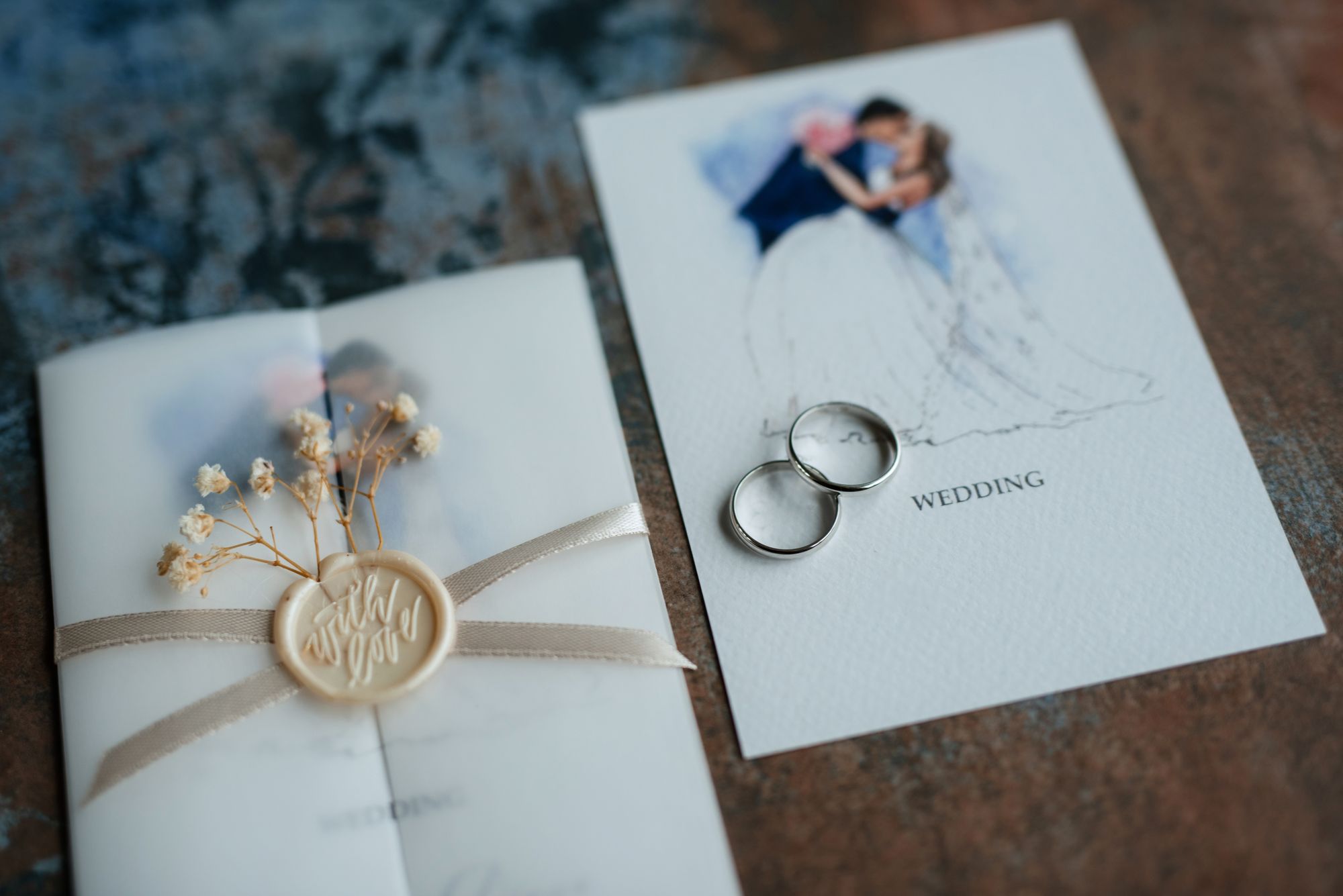Hochzeitseinladung mit Eheringen