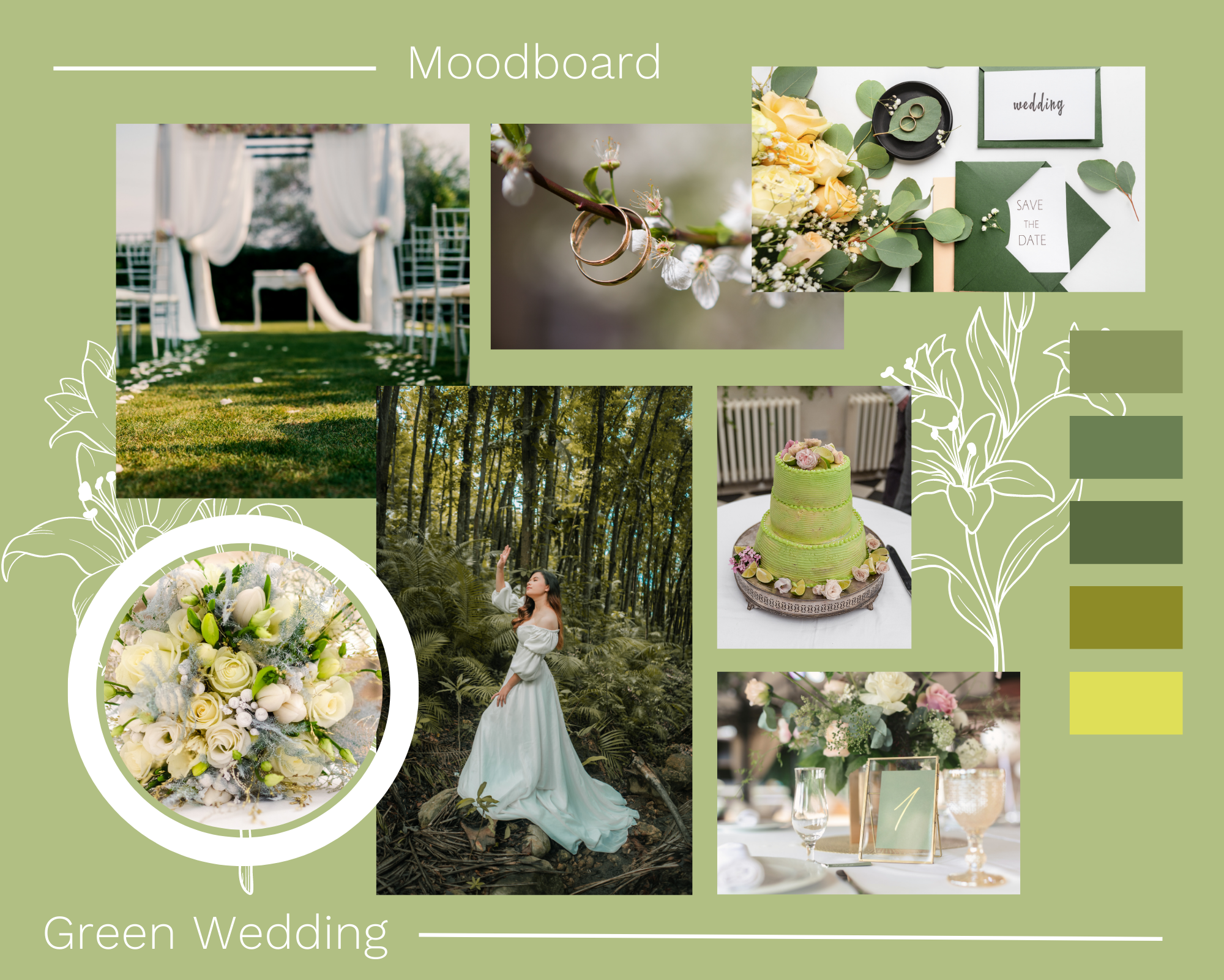 Ein Beispiel Moodboard für eine Green Wedding