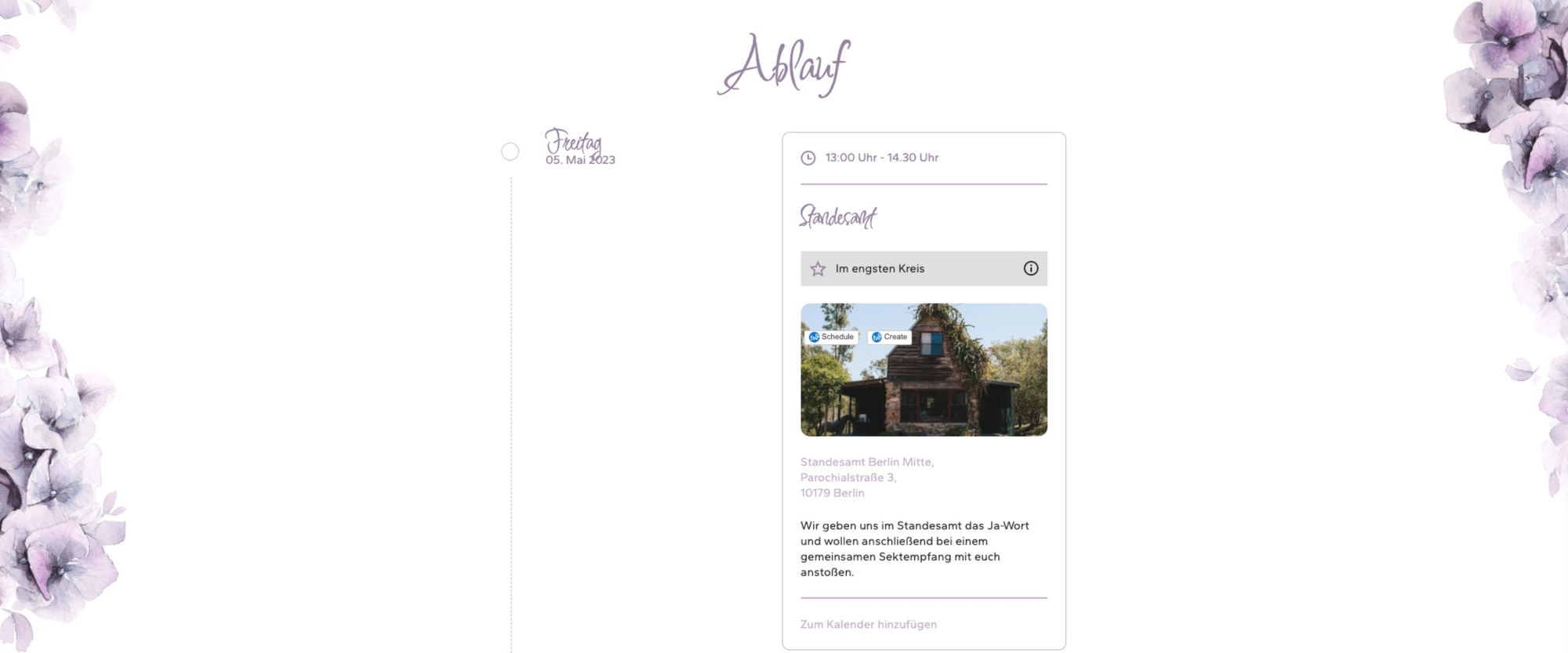 Traumhafte Hortensien sorgen für einen echten Hingucker auf dieser Hochzeitshomepage