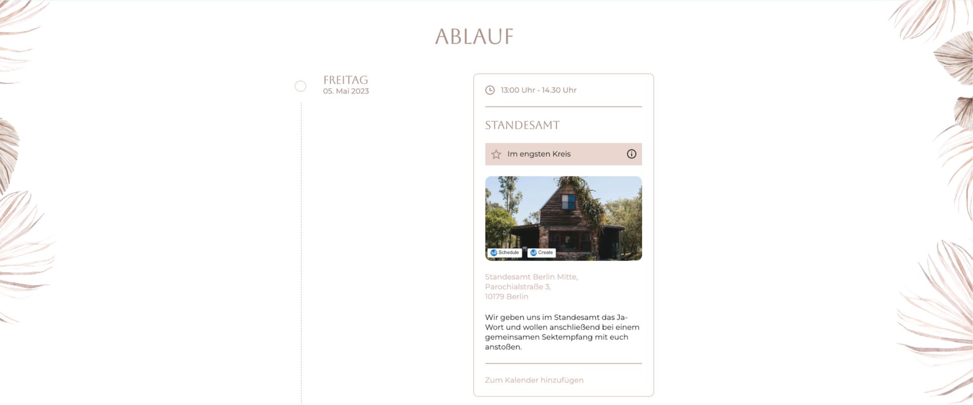 Boho Webseite mit feinen Pflanzendetails